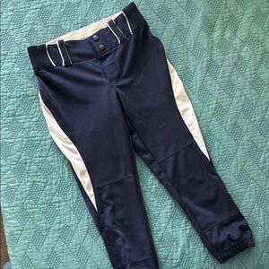 Girls Navy and White Softball Pants